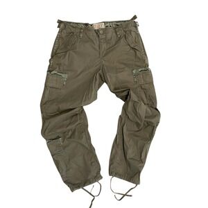 VTG Abercrombie & Fitch Women Parachute Cargo Pants Sz 32 14R Green‎ Paratrooper